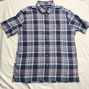 Eddie Bauer Men's Blue Plaid Short Sleeve Shirt